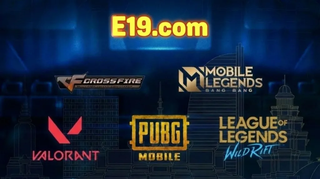 เกมอีสปอร์ตที่แทงได้บน E19 เช่น Valorant, PUBG Mobile, Mobile Legends และ Wild Rift